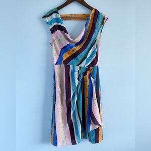 Anthropologie Plenty By Tracy Reese Multicolor Silk Cowl Neck Dress Size 6